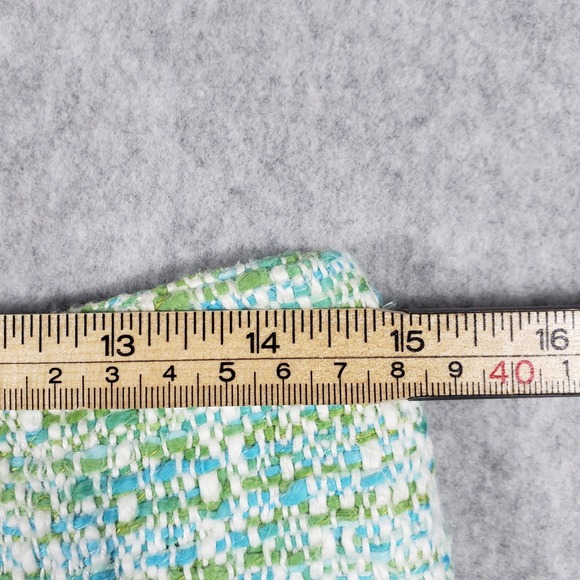 Valerie Stevens 8 P Tweed Skirt Suit Set Mint‎ Blue Green Wool Blend Glamouratti - Picture 6 of 16